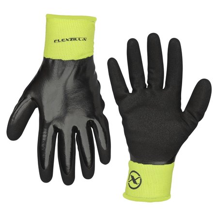 LEGACY Flexzilla? Full Nitrile Dip Winter Gloves, Black/ZillaGreen?, XL GC181XL